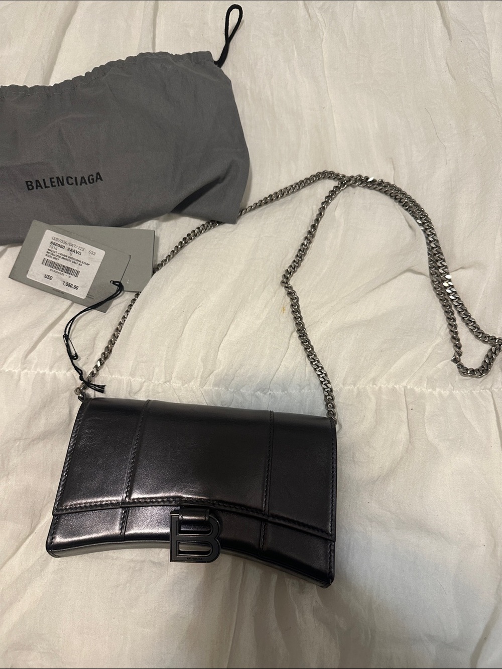Balenciaga Steel Grey Crossbody with Silver Chain. - Picture 4 of 5